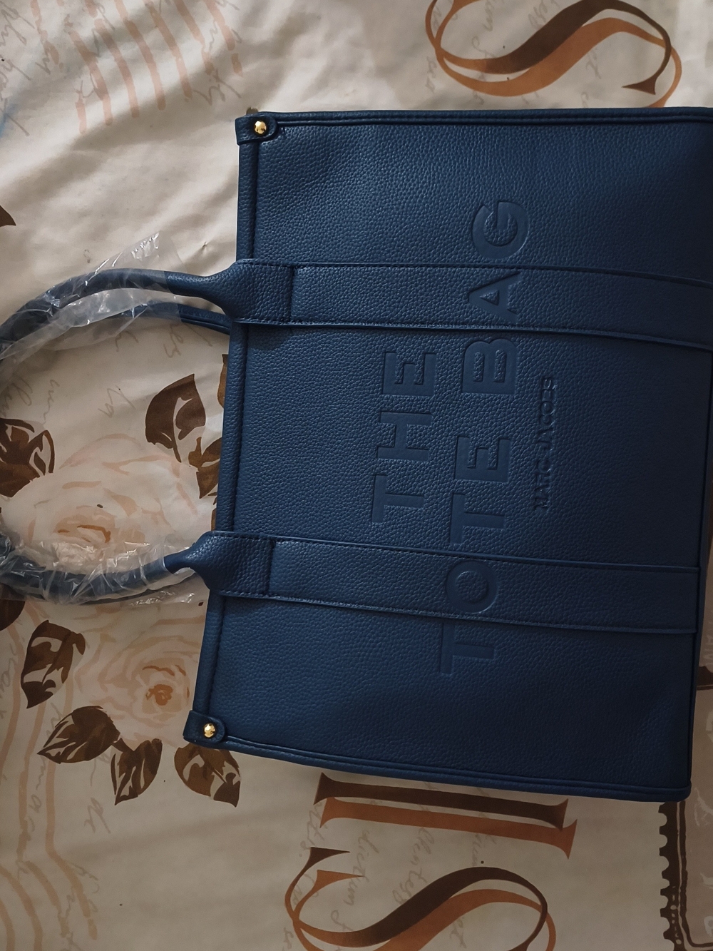 Blue The Tote Bag Embossed Leather-Style Tote
